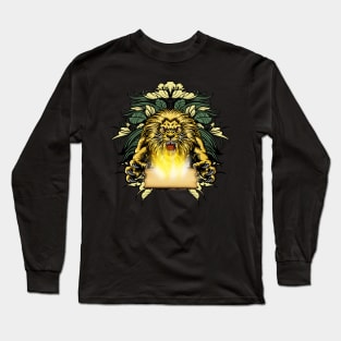 Awesome angry lion with a book Long Sleeve T-Shirt